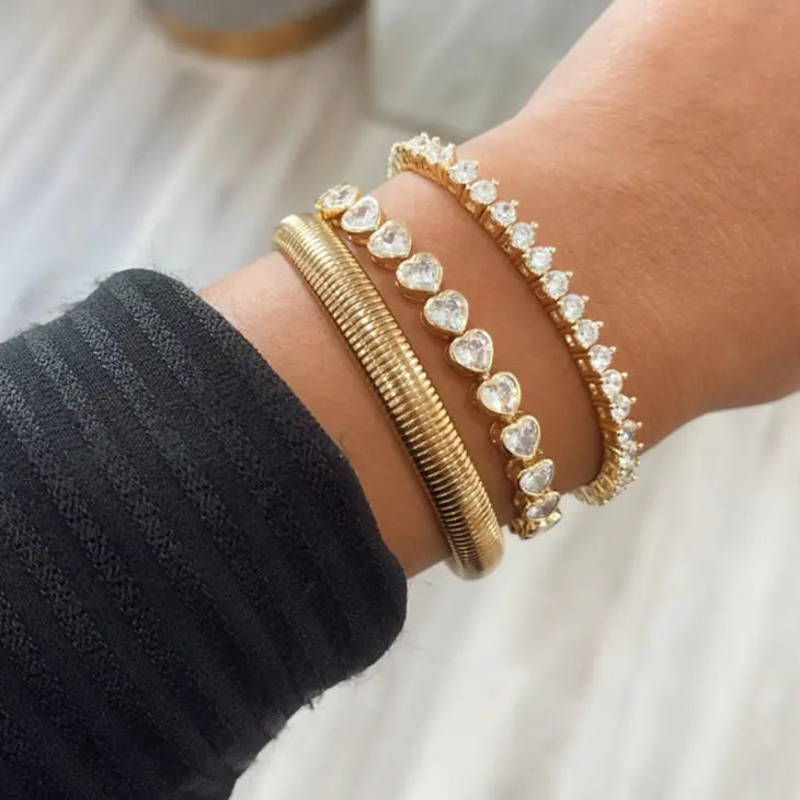 Bezel Heart Tennis Bracelet