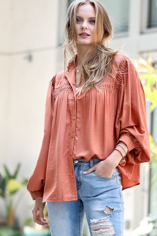 Ruffle & shirring top