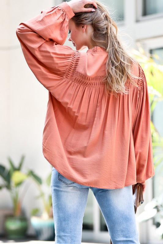 Ruffle & shirring top