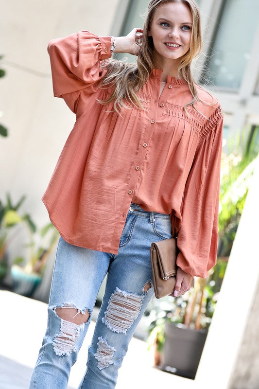 Ruffle & shirring top