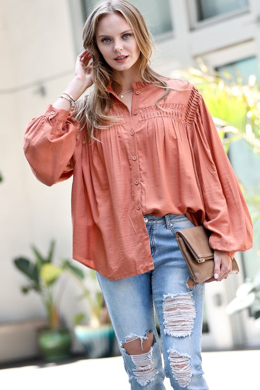 Ruffle & shirring top