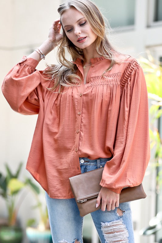 Ruffle & shirring top