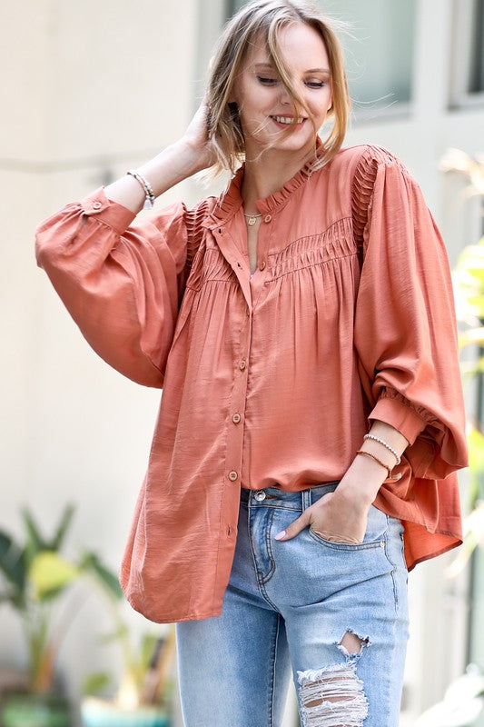 Ruffle & shirring top