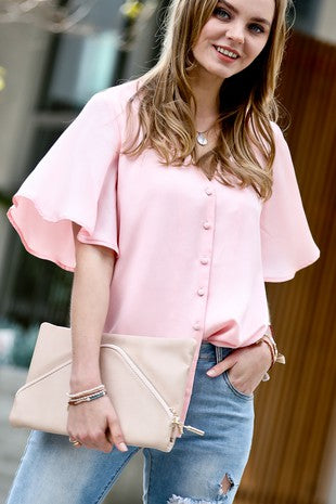 Wide Ruffle Sleeve Top