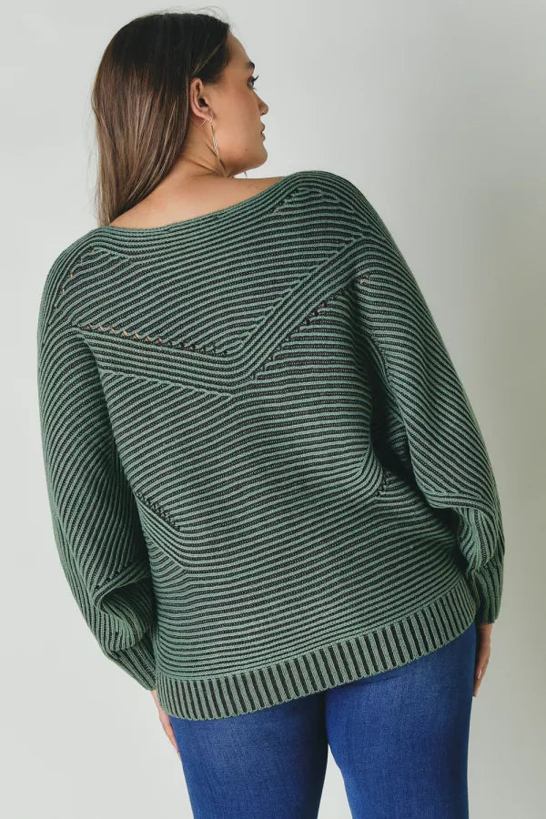 Curvy Textured Dolman S Sweater