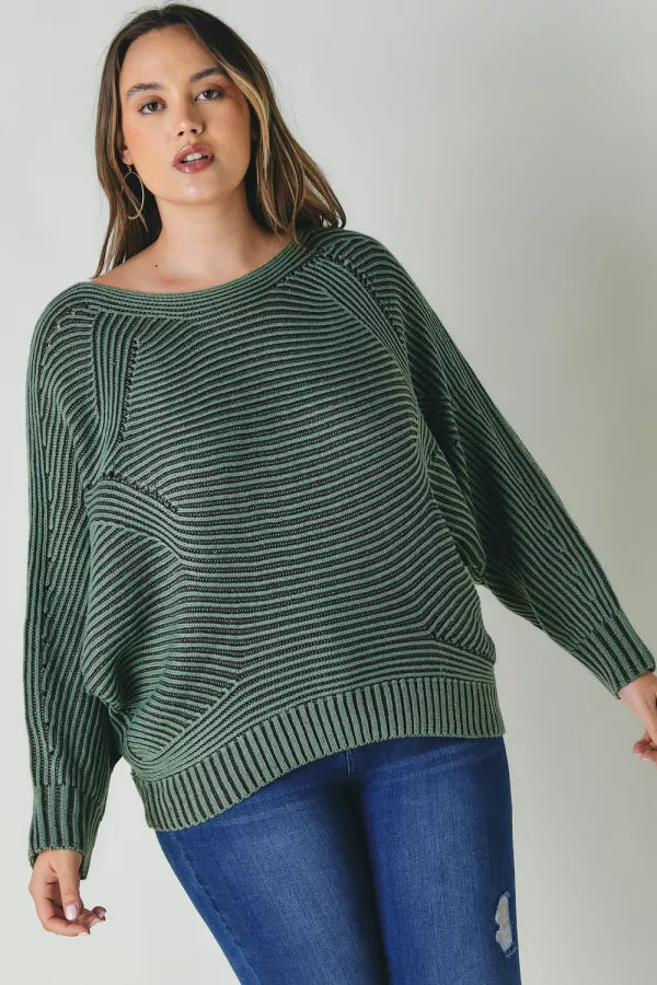 Curvy Textured Dolman S Sweater