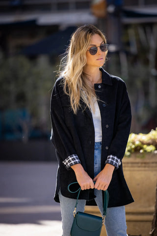 Plaid Lined Corduroy Shacket