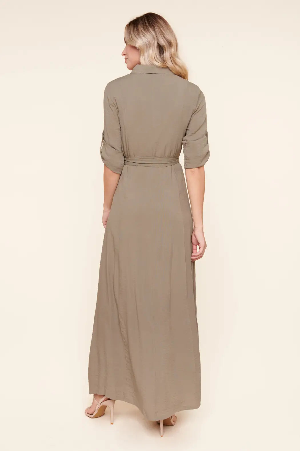 Safari Button Front Maxi Dress