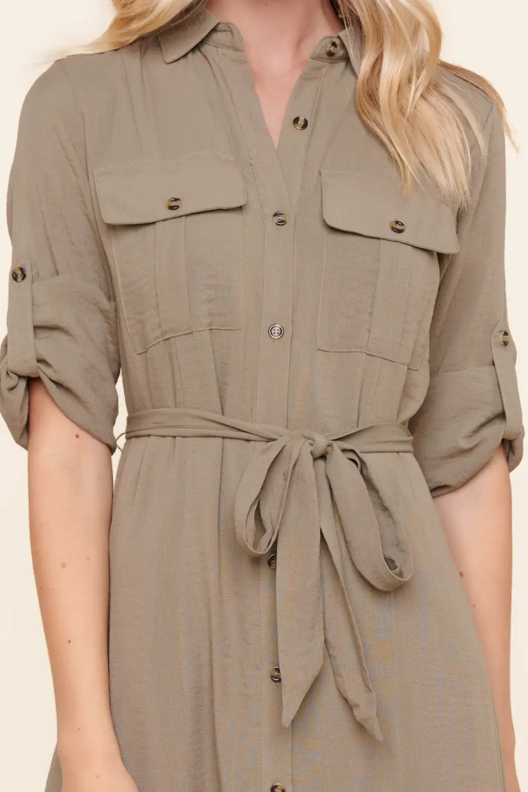 Safari Button Front Maxi Dress