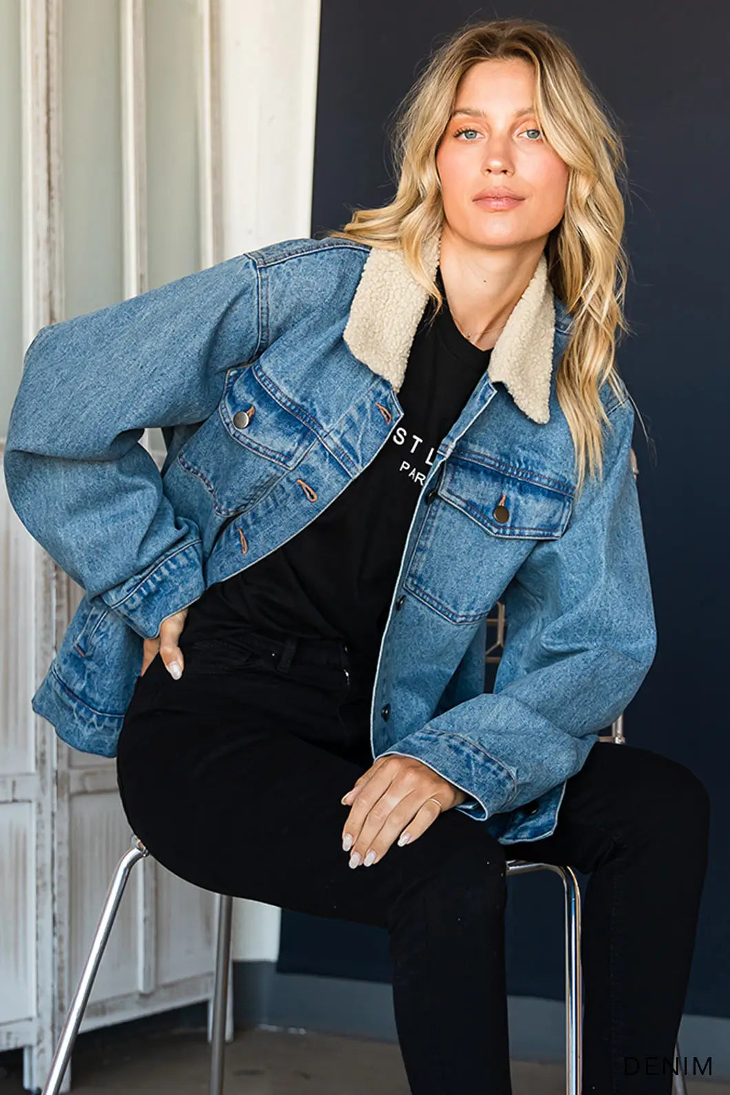 Jean Jacket & Fur Collar