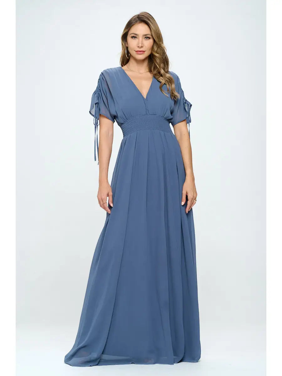 Solid Kimono Sleeves Maxi Dress
