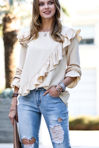 Front Ruffle Blouse