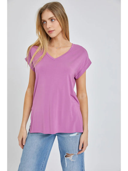 Bamboo V-neck Oversized Tee