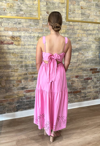 Heidi Bubblegum Pink Cotton Eyelet Dress