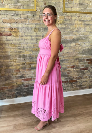 Heidi Bubblegum Pink Cotton Eyelet Dress