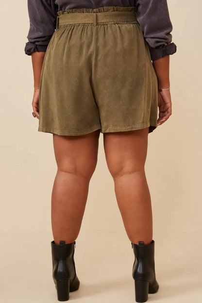 Curvy Tencel Paperbag Shorts