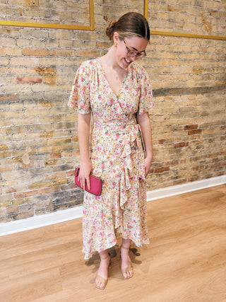 Floral Asymmetrical Wrap Maxi Dress