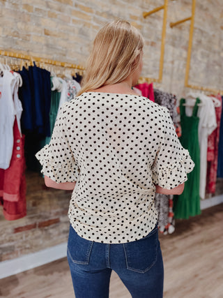 Polka Dot Round Neck Top