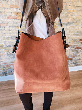 Classic Hobo Handbag- Faux Suede