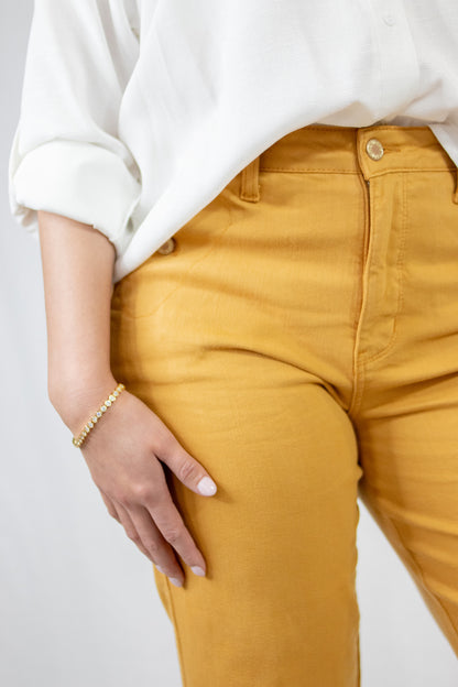 JB Mustard cropped wide leg pants