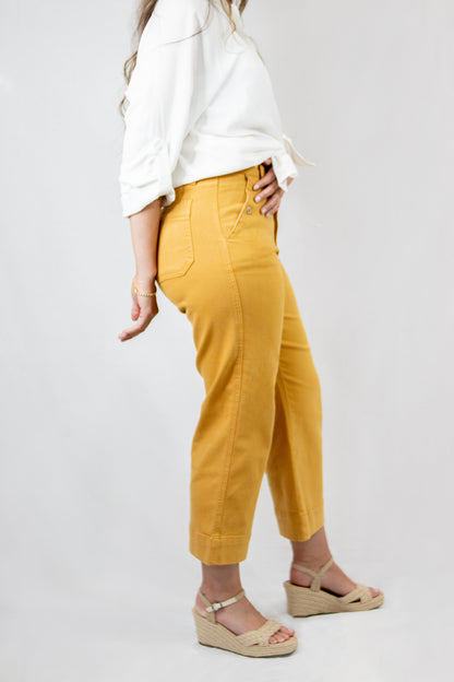 JB Mustard cropped wide leg pants