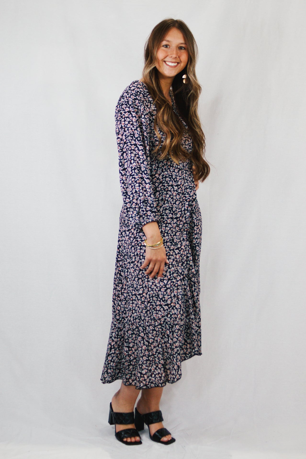 V Neck Slit Wrap Dress