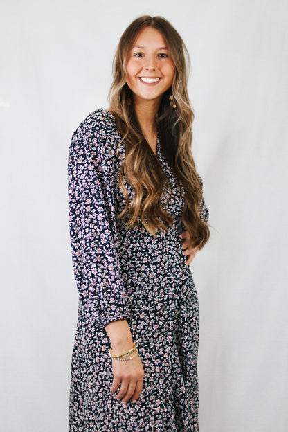 V Neck Slit Wrap Dress