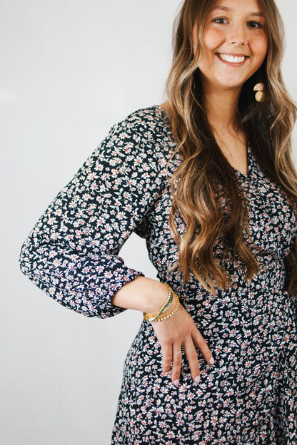 V Neck Slit Wrap Dress