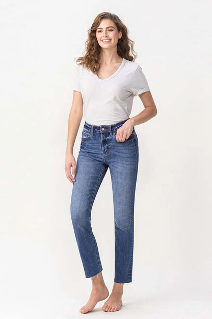 Curvy High Rise Slim Straight Leg