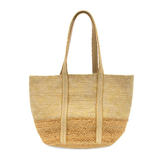 Metallic Gold Floral Marina Jute Tote