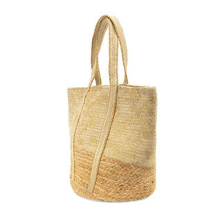 Metallic Gold Floral Marina Jute Tote