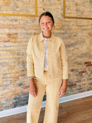 Olivia Jean Jacket in classic stretch denim – women’s layering jacket

