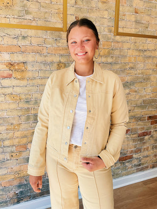 Olivia Jean Jacket in classic stretch denim – women’s layering jacket

