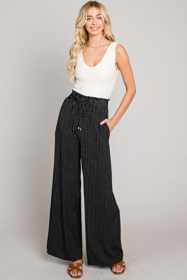 Striped Linen wide pants