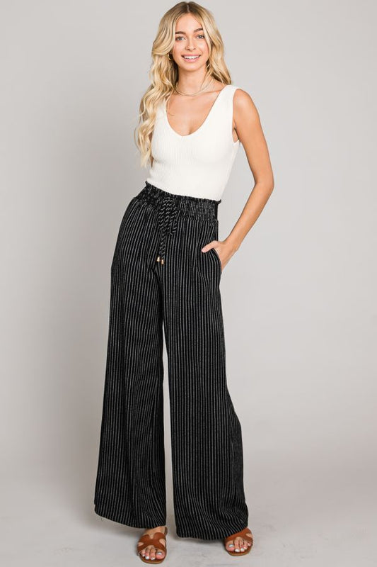 Striped Linen wide pants