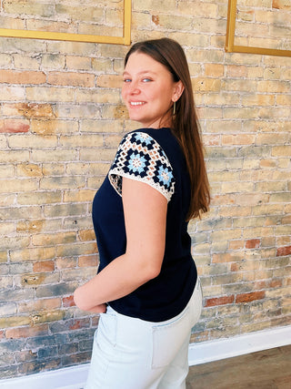 Josie Crochet Sleeve Top