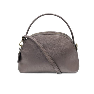 Larissa Crossbody by Joy Susan in rich pebble-grain vegan leather with brass zipper detail — available at Brightter Boutique. Metallic bronze color. 