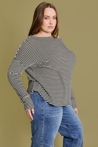 Curvy Hallie LS Off Shoulder Top