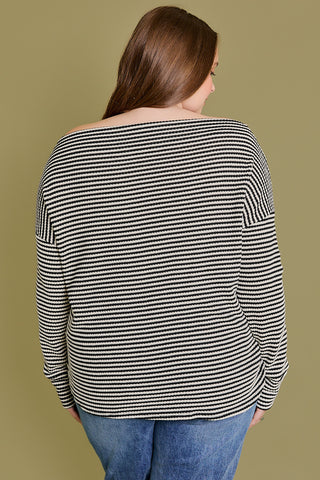 Curvy Hallie LS Off Shoulder Top
