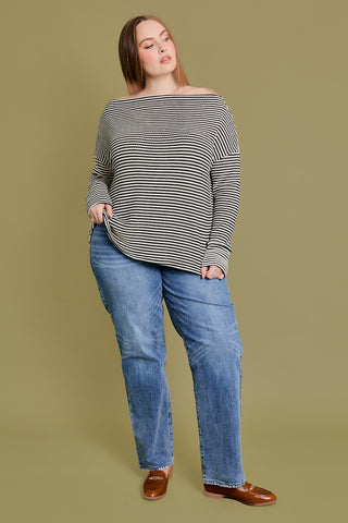 Curvy Hallie LS Off Shoulder Top