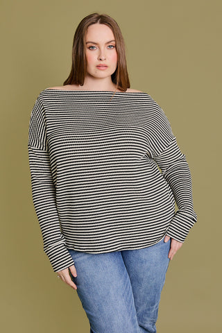 Curvy Hallie LS Off Shoulder Top