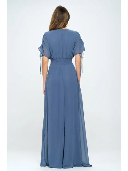 Solid Kimono Sleeves Maxi Dress