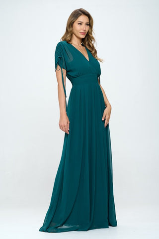 Solid Kimono Sleeves Maxi Dress
