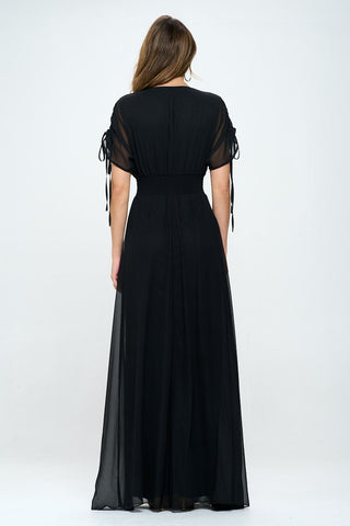Solid Kimono Sleeves Maxi Dress