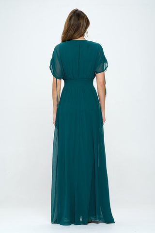 Solid Kimono Sleeves Maxi Dress