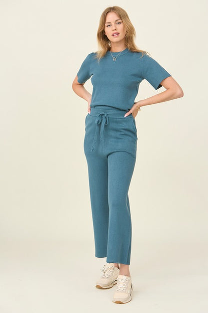 Wide Ribbed Knit SS Pants