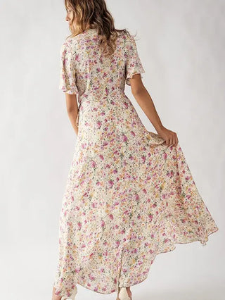 Floral Asymmetrical Wrap Maxi Dress