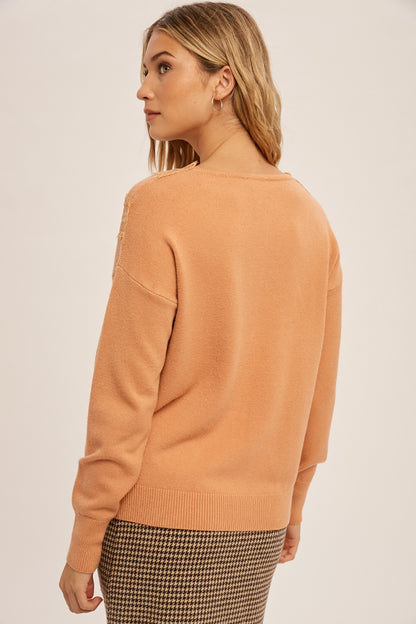 Trim Lace V-Neck sweater