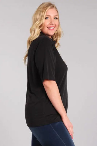 Plus Solid Knit Turtle Neck Top