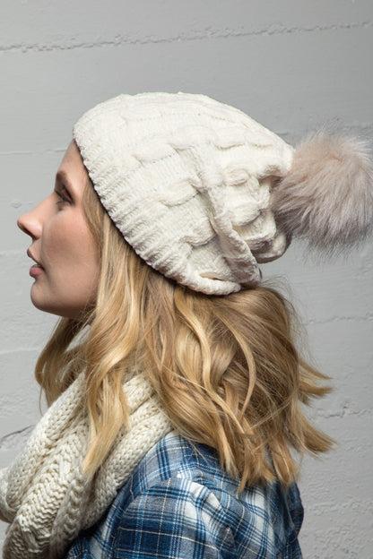 Chenille Cable Knit Beanie